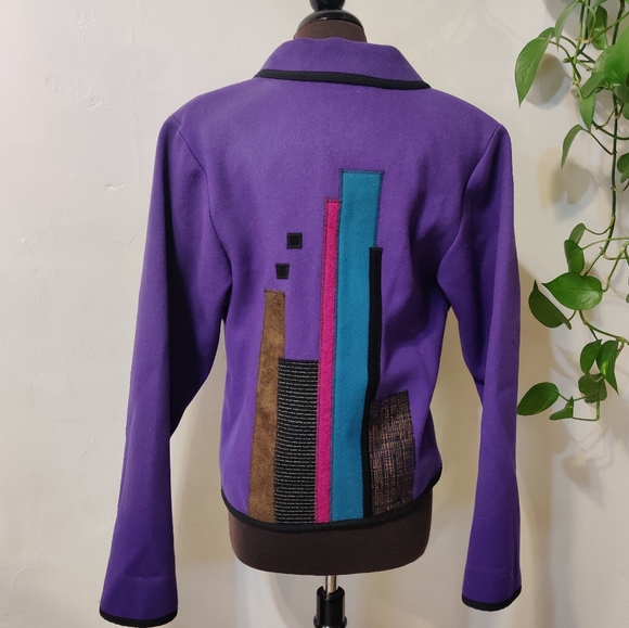 Lynn Murray Vintage Purple Patched Wool Jacket - Picture 3 of 10